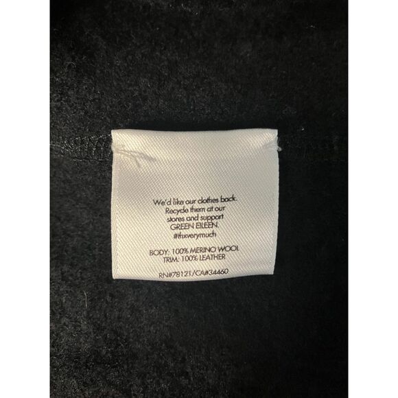 Eileen Fisher Green Eileen Merino Wool Jacket with Leather Trim – Black, Size XL - Picture 8 of 8